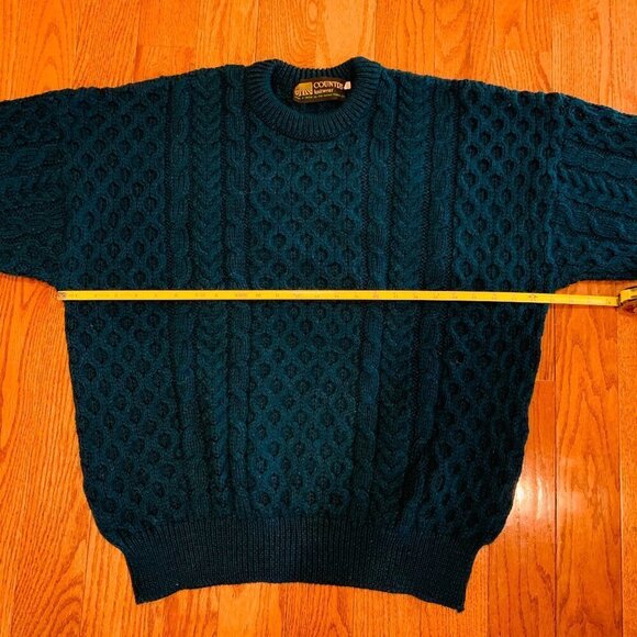Country Knitwear Irish Wool Sweater Cable Knit Large Green Made In Ireland - Picture 14 of 16